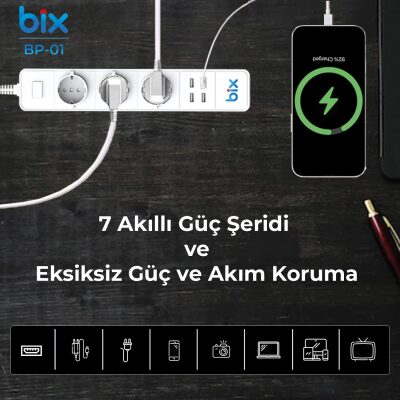 Bix Akım Korumalı Hızlı Şarj Özellikli WiFi Akıllı Priz - 2