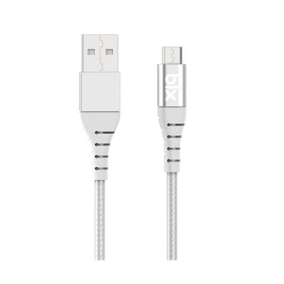 Bix Android İçin Ultra Güçlendirilmiş Micro USB Şarj Kablosu Beyaz 