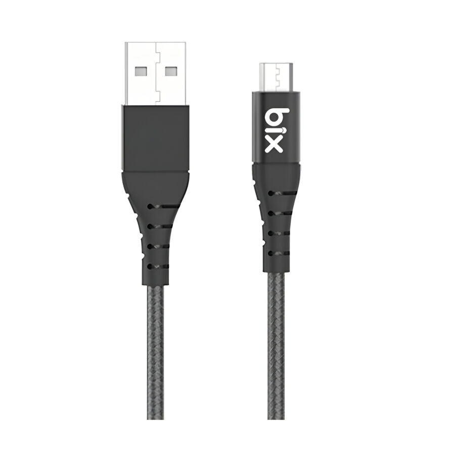 Bix Android İçin Ultra Güçlendirilmiş Micro USB Şarj Kablosu Siyah - 1