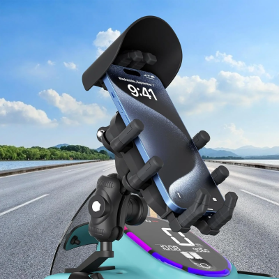 Bix BMPH05 Ayna Bağlantılı Güneş ve Yağmur Korumalı 360° Ayarlanabilir Motosiklet Telefon Tutucu - 3