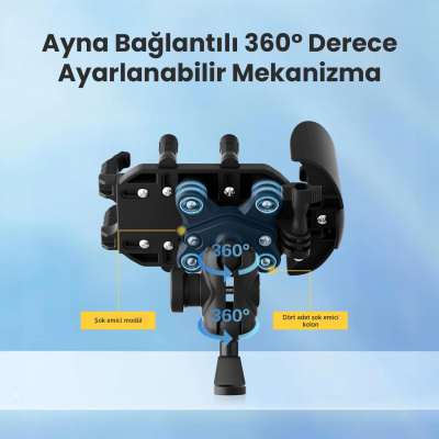 Bix BMPH05 Ayna Bağlantılı Güneş ve Yağmur Korumalı 360° Ayarlanabilir Motosiklet Telefon Tutucu - 9