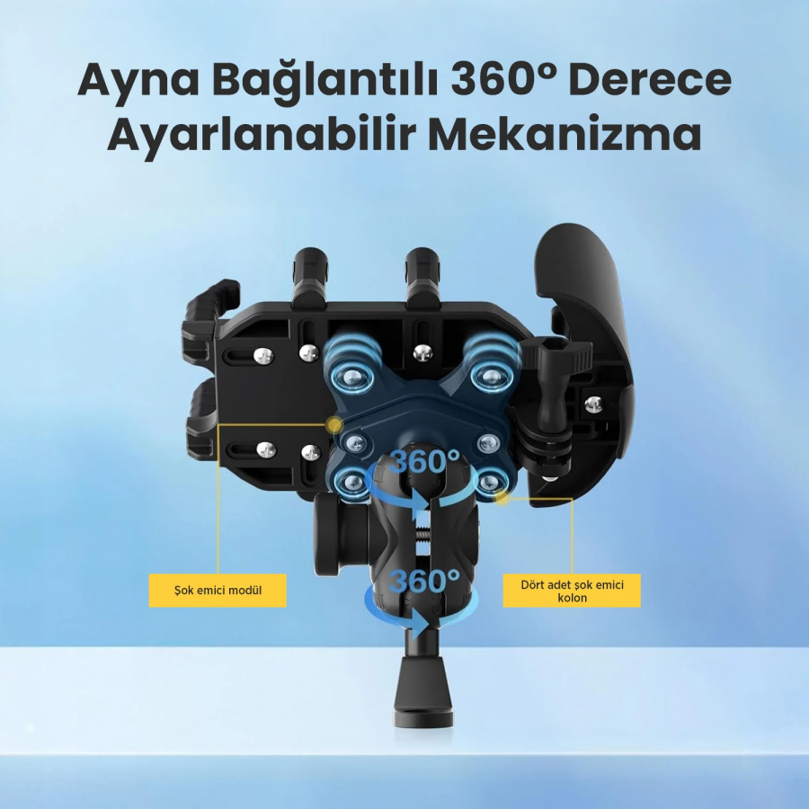 Bix BMPH05 Ayna Bağlantılı Güneş ve Yağmur Korumalı 360° Ayarlanabilir Motosiklet Telefon Tutucu - 9
