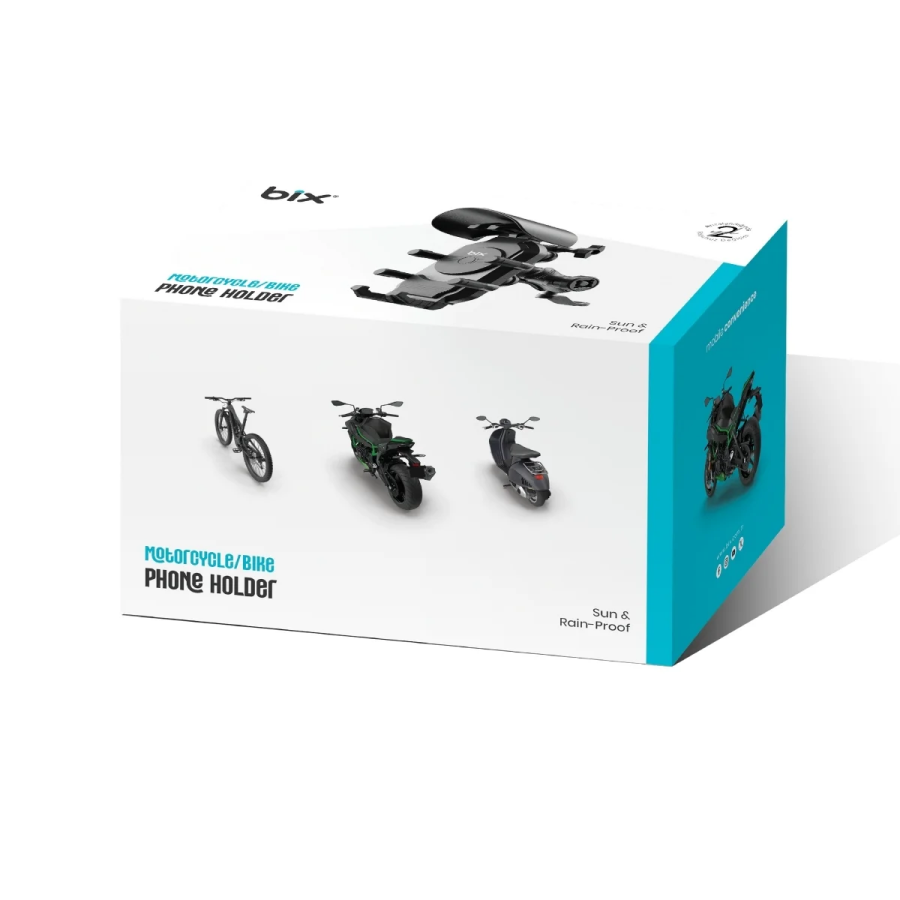 Bix BMPH05 Ayna Bağlantılı Güneş ve Yağmur Korumalı 360° Ayarlanabilir Motosiklet Telefon Tutucu - 11