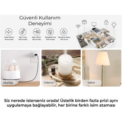 Bix BP-02 Akım Korumalı Akıllı Priz WiFi Telefondan Kontrol Uzaktan Yönetim - 6