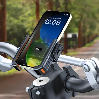 Bix BPH01 Gidon Bağlantılı 360° Dönebilen Titreşim Önleyici Bisiklet ve Motosiklet Telefon Tutucu - 3