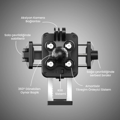 Bix BPH04 Gidon Bağlantılı 360° Ayarlanabilir Titreşim Önleyici Motosiklet & Bisiklet Telefon Tutucu - 5