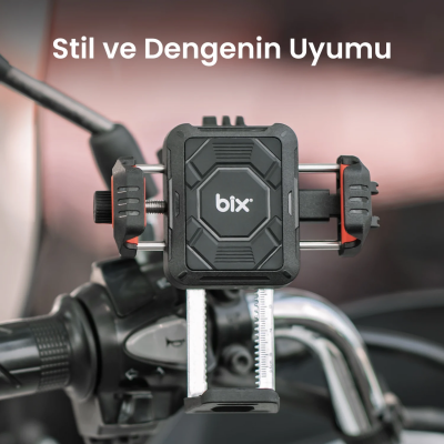 Bix BPH04 Gidon Bağlantılı 360° Ayarlanabilir Titreşim Önleyici Motosiklet & Bisiklet Telefon Tutucu - 4