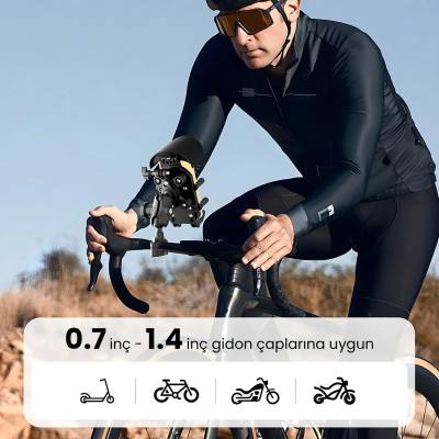 Bix BPH05 Gidon Bağlantılı Güneş ve Yağmur Korumalı 360° Ayarlanabilir Motosiklet Telefon Tutucu - 9