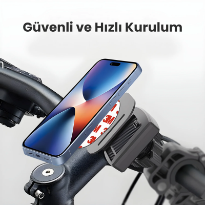 Bix BPH06 Hızlı Kilitli Gidon Bağlantılı Motosiklet ve Bisiklet Telefon Tutucu 360° Döner Güçlü Tutuş - 6