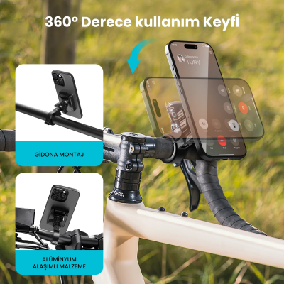 Bix BPH06 Hızlı Kilitli Gidon Bağlantılı Motosiklet ve Bisiklet Telefon Tutucu 360° Döner Güçlü Tutuş - 3