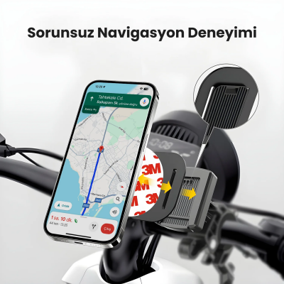 Bix BPH06 Hızlı Kilitli Gidon Bağlantılı Motosiklet ve Bisiklet Telefon Tutucu 360° Döner Güçlü Tutuş - 7