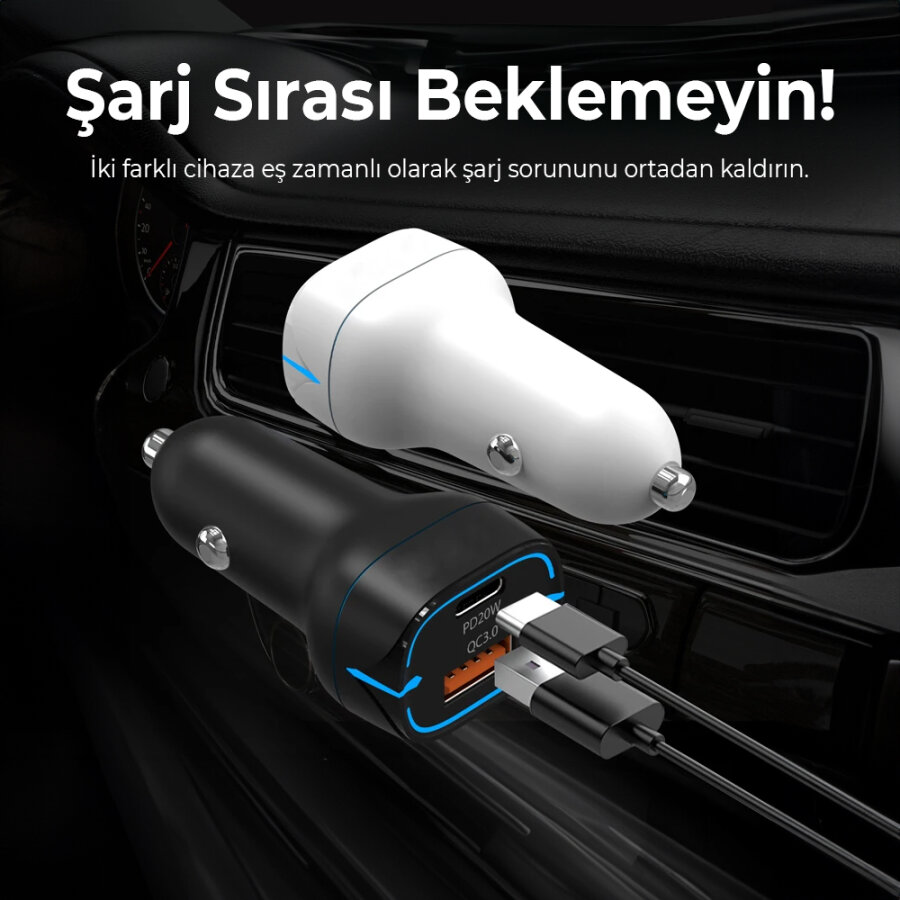 Bix BX-CCP36WT 36W QC 3.0 USB PD Araç İçi Hızlı Şarj Adaptörü Beyaz - 6