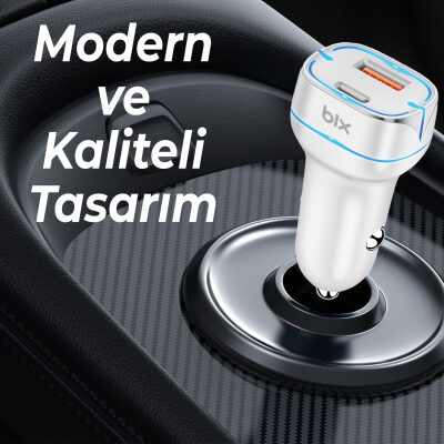 Bix BX-CCP36WT 36W QC 3.0 USB PD Araç İçi Hızlı Şarj Adaptörü Beyaz - 4