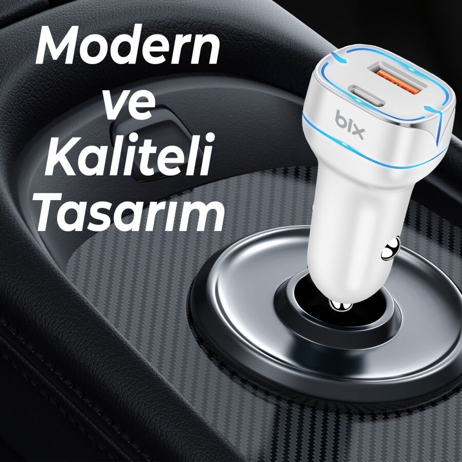 Bix BX-CCP36WT 36W QC 3.0 USB PD Araç İçi Hızlı Şarj Adaptörü Beyaz - 4
