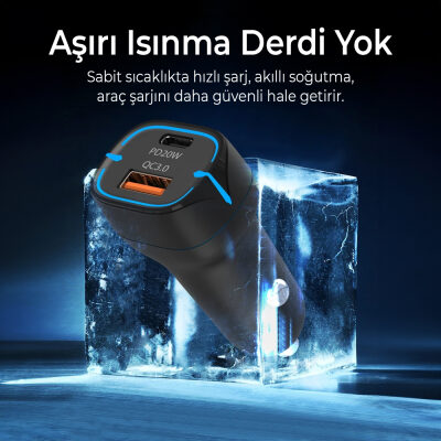 Bix BX-CCP36WT 36W QC 3.0 USB PD Araç İçi Hızlı Şarj Adaptörü Siyah - 10