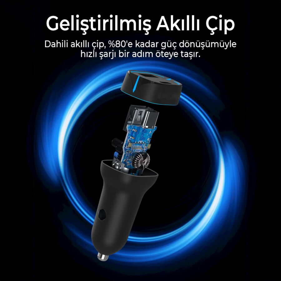 Bix BX-CCP36WT 36W QC 3.0 USB PD Araç İçi Hızlı Şarj Adaptörü Siyah - 11