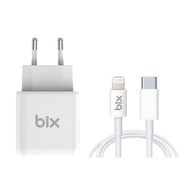 Bix BX-CL20TA 20W PD Hızlı Şarj Adaptörü + 3A USB-C'den Lightning Kablo - 1