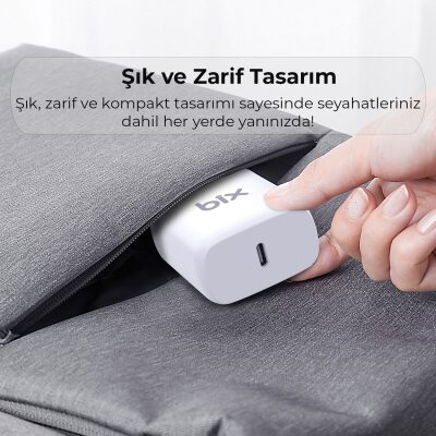 Bix BX-CL20TA 20W PD Hızlı Şarj Adaptörü + 3A USB-C'den Lightning Kablo - 6