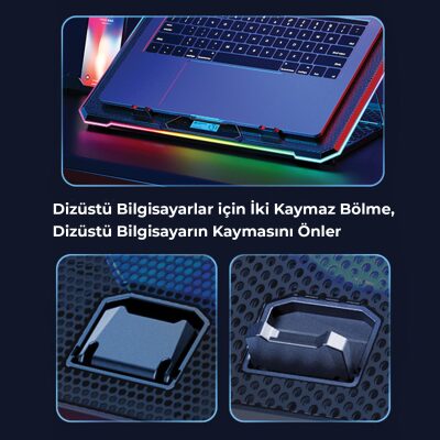 Bix BX-CP02G RGB Aydınlatmalı Gaming Notebook Soğutucu - 4