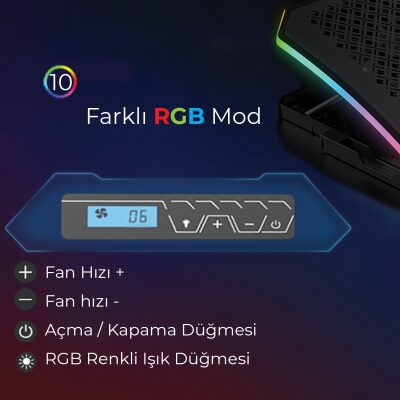 Bix BX-CP02G RGB Aydınlatmalı Gaming Notebook Soğutucu - 7