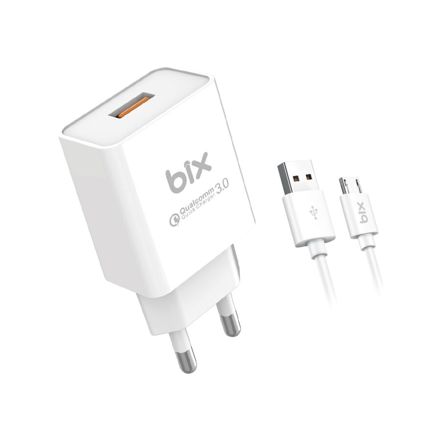 Bix BX-M18QTA 18W Qualcomm 3.0 Hızlı Şarj Adaptörü ve Micro USB Şarj Kablosu 1 Metre - 1