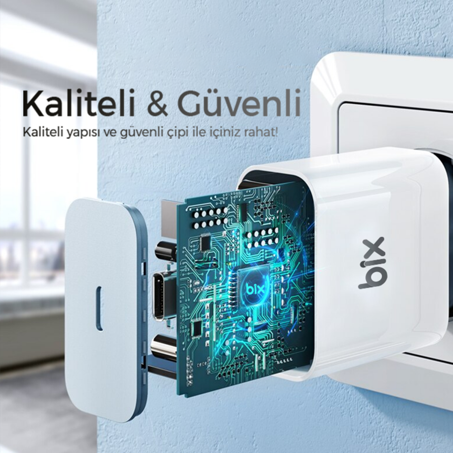 Bix BX-UC25TA 25W PD Hızlı Şarj Adaptörü + 5A Type-C Kablo - 2