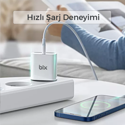 Bix BX-UC25TA 25W PD Hızlı Şarj Adaptörü + 5A Type-C Kablo - 3
