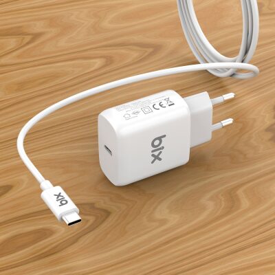 Bix BX-UC25TA 25W PD Hızlı Şarj Adaptörü + 5A Type-C Kablo - 5