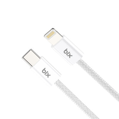 Bix BX03CL 27W Type-C to Lightning iPhone Örgülü Data ve Şarj Kablosu Beyaz 1 Metre - 2