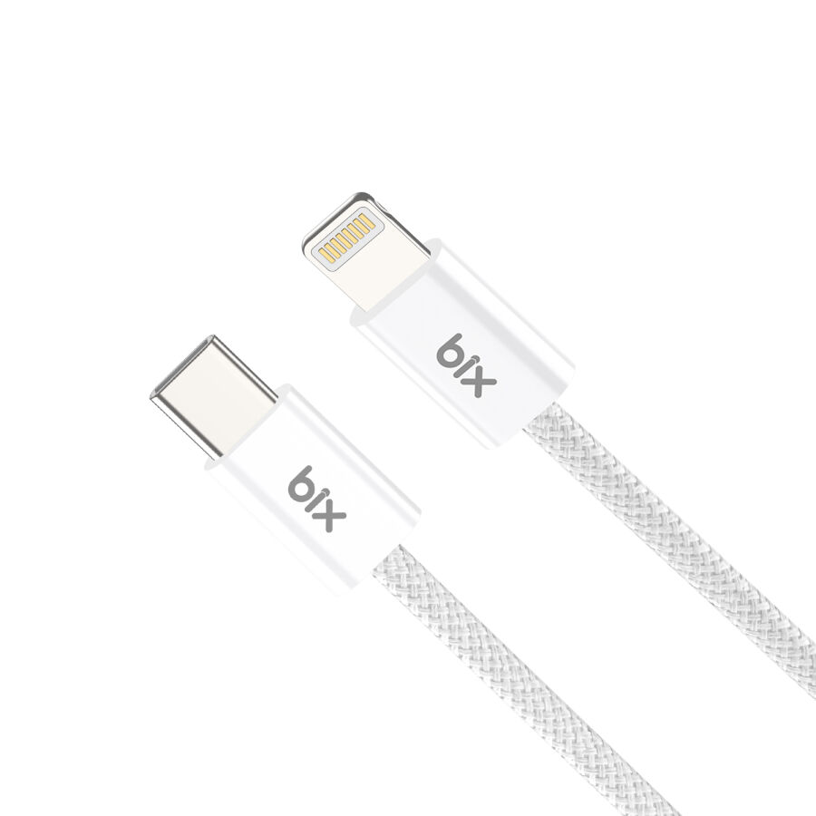Bix BX03CL 27W Type-C to Lightning iPhone Örgülü Data ve Şarj Kablosu Beyaz 1 Metre - 2
