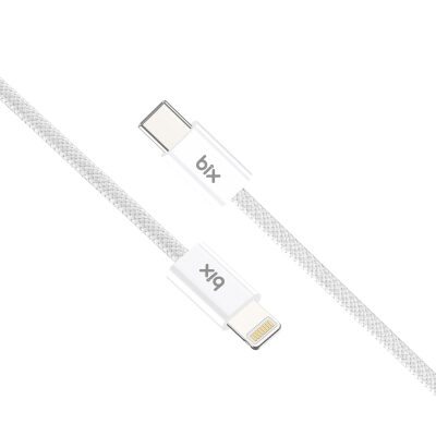 Bix BX03CL 27W Type-C to Lightning iPhone Örgülü Data ve Şarj Kablosu Beyaz 1 Metre - 3