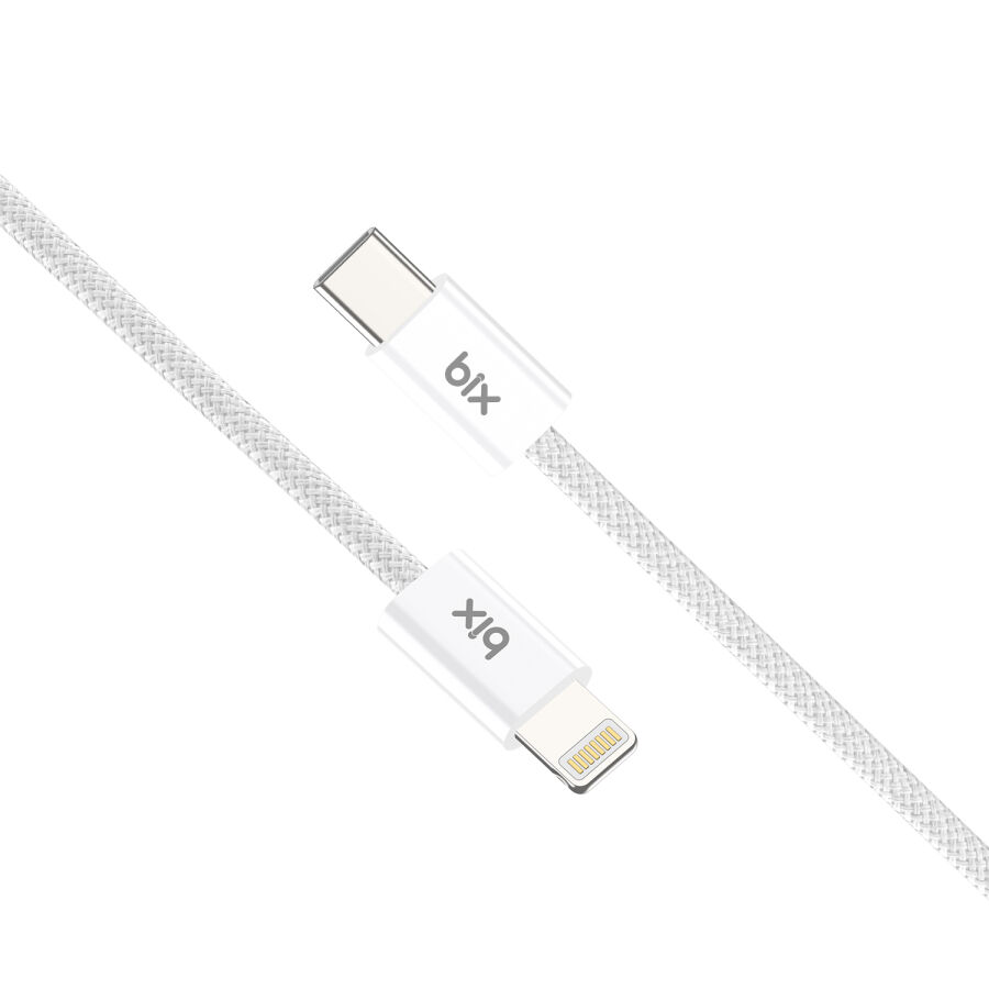 Bix BX03CL 27W Type-C to Lightning iPhone Örgülü Data ve Şarj Kablosu Beyaz 1 Metre - 3