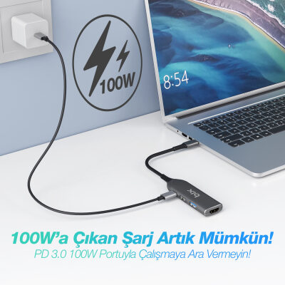 Bix BX03HB MAX Type-C to 4K HDMI USB PD Dönüştürücü Adaptör - 4