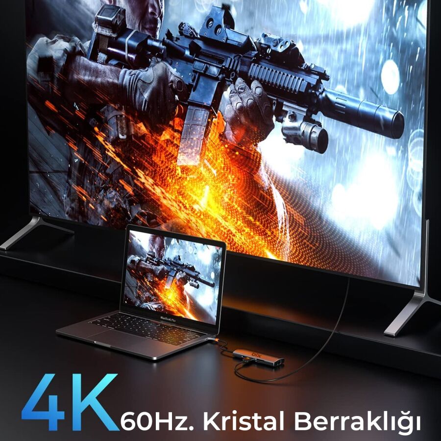 Bix BX10HB-PRO Type-C Kart Okuyucu 4K HDMI Ethernet USB PD Dönüştürücü - 5