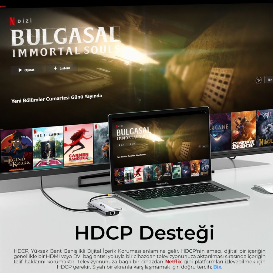 Bix BX10HB-PRO Type-C Kart Okuyucu 4K HDMI Ethernet USB PD Dönüştürücü - 6