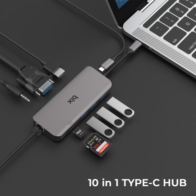 Bix BX11HB Type-C HDMI VGA Ethernet Kart Okuyucu USB Dönüştürücü - 2
