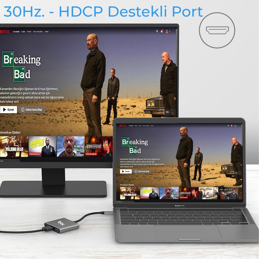 Bix BX13HB Type-C HDMI USB PD Dönüştürücü Adaptör - 3