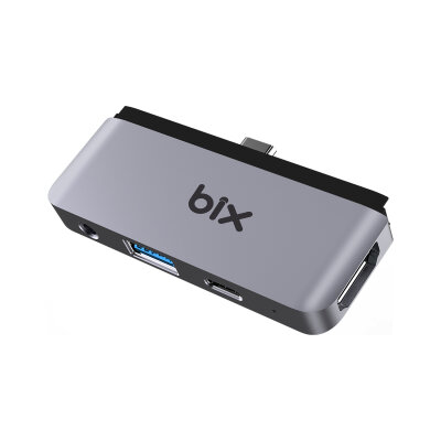 Bix BX16HB 4K HDMI Type-C Thunderbolt 3.0 Dönüştürücü Hub Macbook USB 3.5mm AUX Çevirici - 1