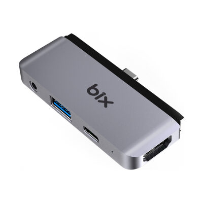 Bix BX16HB 4K HDMI Type-C Thunderbolt 3.0 Dönüştürücü Hub Macbook USB 3.5mm AUX Çevirici - 2
