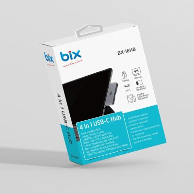 Bix BX16HB 4K HDMI Type-C Thunderbolt 3.0 Dönüştürücü Hub Macbook USB 3.5mm AUX Çevirici - 8