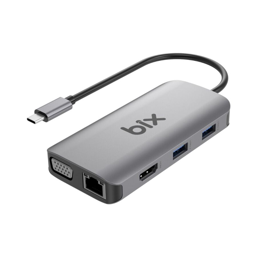Bix BX17HB Type-C to Gigabit Ethernet HDMI PD USB 3.2 Micro SD/SD VGA Çoklayıcı Adaptör - 1