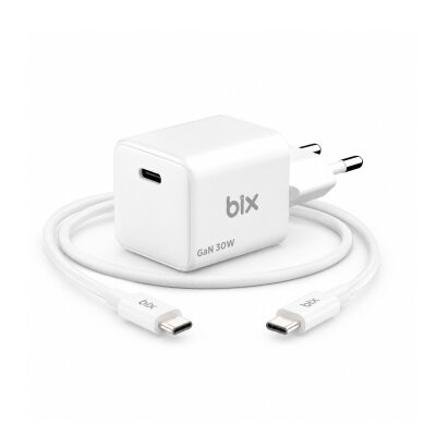 Bix BX1P32G GaN 30W iPhone & Android Uyumlu USB-C PD Hızlı Şarj Cihazı ve 1.2 Metre 3A Type-C Kablo Beyaz - 4