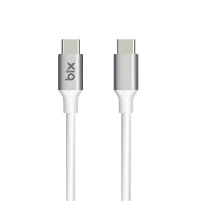 Bix BX200CC 100W 5Gbps E-Mark Çipli Type-C to Type-C Yüksek Hızlı Şarj ve Data Kablosu 2 Metre Beyaz