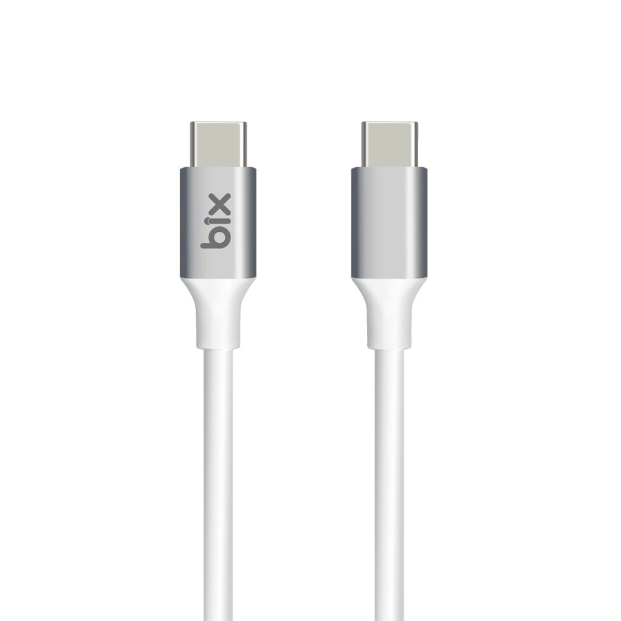 Bix BX200CC 100W 5Gbps E-Mark Çipli Type-C to Type-C Yüksek Hızlı Şarj ve Data Kablosu 2 Metre Beyaz - 1