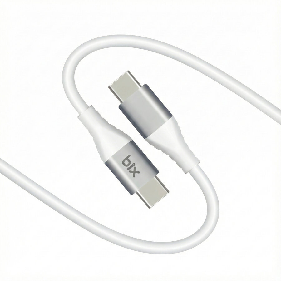 Bix BX200CC 100W 5Gbps E-Mark Çipli Type-C to Type-C Yüksek Hızlı Şarj ve Data Kablosu 2 Metre Beyaz - 6