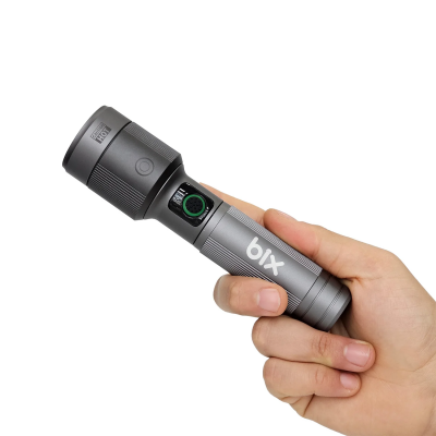 Bix BX2101FL 30W LED 690 Metre Uzun Menzilli Şarjlı El Feneri 1450 Lümen Güç Göstergeli Zoom Özellikli Işıklı Kamp Feneri - 2