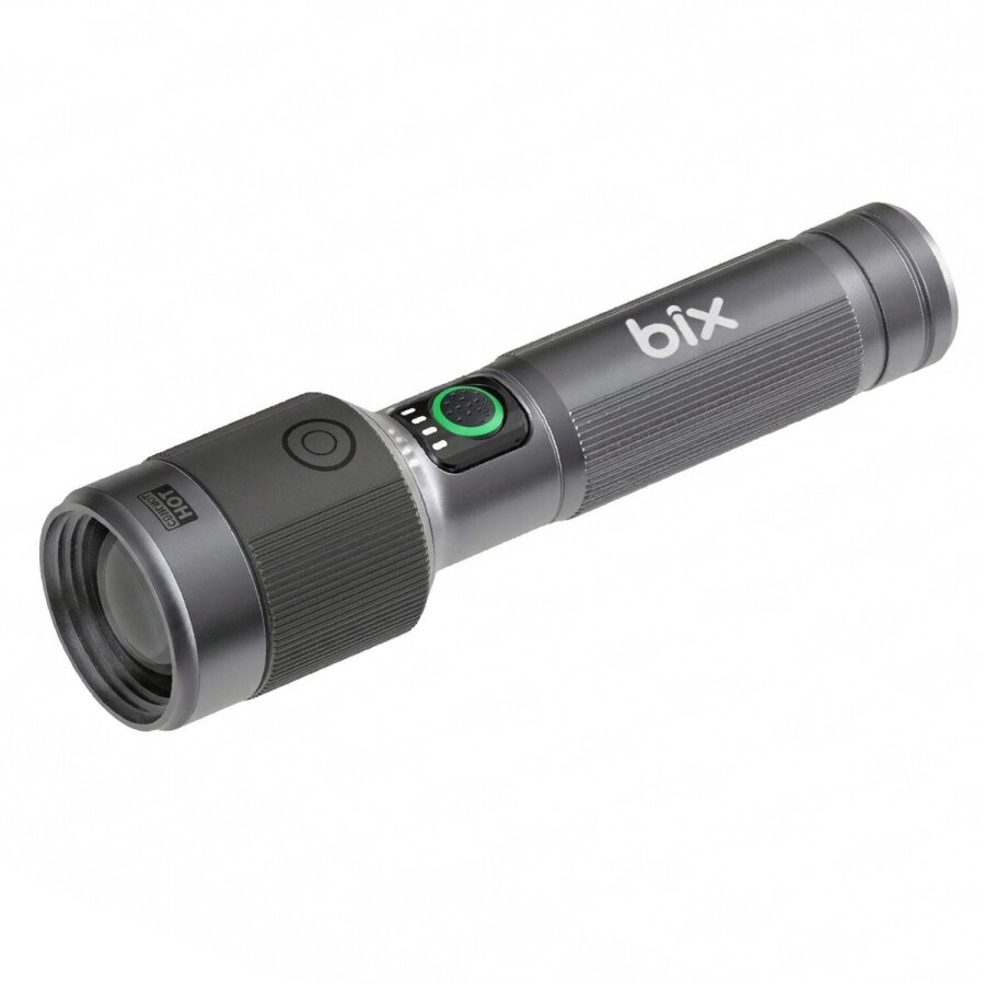 Bix BX2101FL 30W LED 690 Metre Uzun Menzilli Şarjlı El Feneri 1450 Lümen Güç Göstergeli Zoom Özellikli Işıklı Kamp Feneri - 1