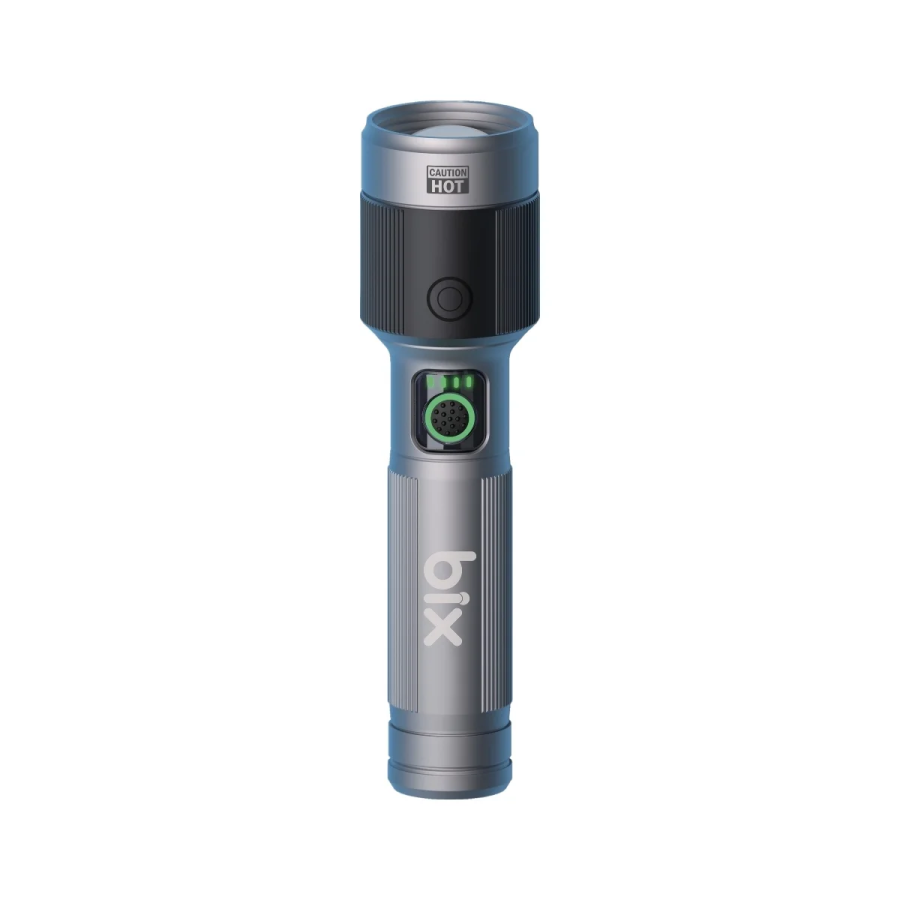 Bix BX2101FL 30W LED 690 Metre Uzun Menzilli Şarjlı El Feneri 1450 Lümen Güç Göstergeli Zoom Özellikli Işıklı Kamp Feneri - 1