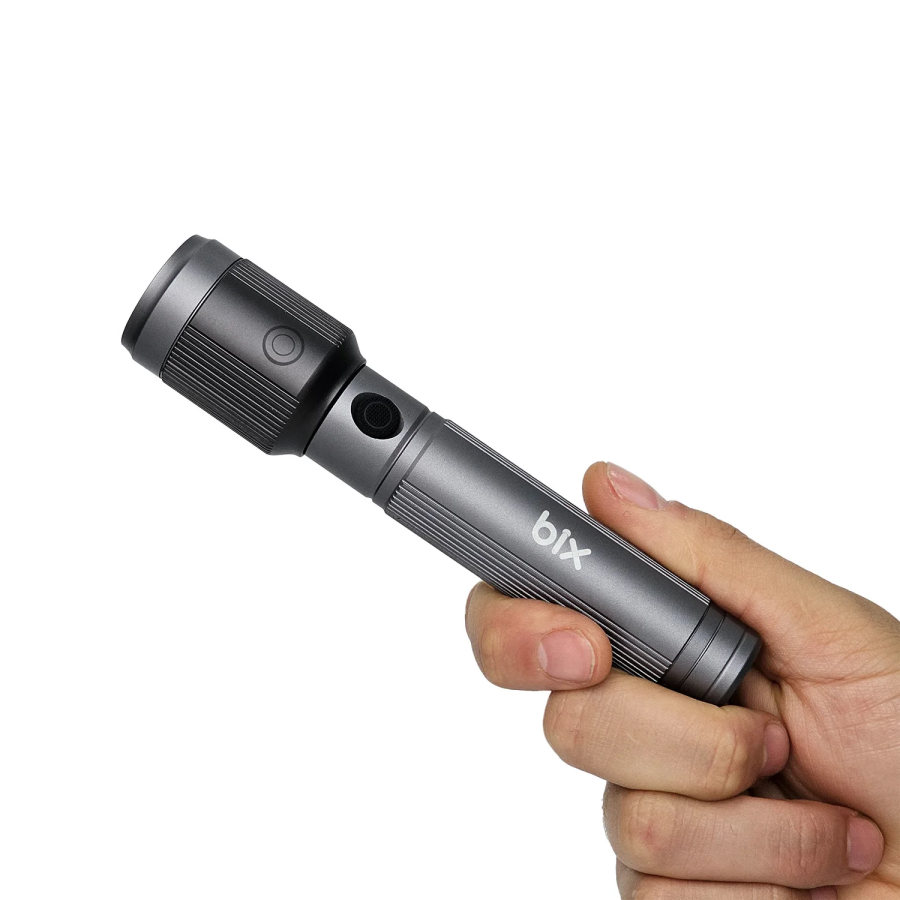 Bix BX2141FL 15W LED 300 Metre Uzun Menzilli Şarjlı El Feneri 650 Lümen Güç Göstergeli Zoom Özellikli Işıklı Kamp Feneri - 3