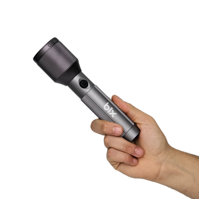 Bix BX2142FL 24W LED 900 Metre Uzun Menzilli Şarjlı El Feneri 1000 Lümen Güç Göstergeli Zoom Özellikli Işıklı Kamp Feneri - 2